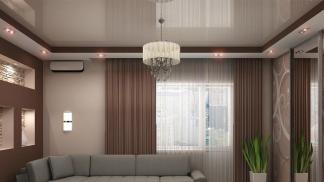 Do-it-yourself two-level plasterboard ceilings for the living room with photos